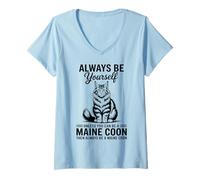 Mujer Sé un Maine Coon Funny Maine Coon Camiseta Cuello V