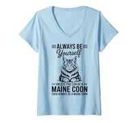 Mujer Sé un Maine Coon Funny Maine Coon Camiseta Cuello V