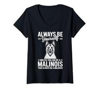 Mujer Sé un Malinois Divertido Belga Malinois Camiseta Cuello V