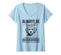 Mujer Sé un Perro Australiano Divertido Aussiedoodle Camiseta Cuello V