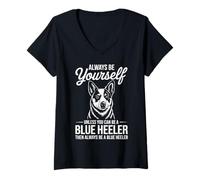 Mujer Sé un Perro Ganadero Australiano Divertido de Blue Heeler Camiseta Cuello V