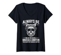 Mujer Sé un Perro Grifón de Bruselas Divertido Grifón de Bruselas Camiseta Cuello V