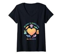Mujer Sea Amable con Cualquier Tipo de diseño de Igualdad Animal. Camiseta Cuello V