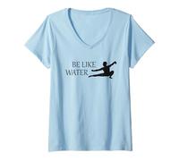 Mujer Sea como el Agua Artes Marciales Kung Fu Taoísmo Wu Wei Flow Camiseta Cuello V