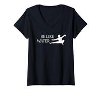 Mujer Sea como el Agua Artes Marciales Kung Fu Taoísmo Wu Wei Flow Camiseta Cuello V