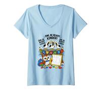 Mujer Seagull & Owl Be Ready Kinder, Divertido Estudiante de Regreso a Clases Camiseta Cuello V
