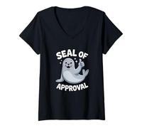 Mujer Seal of Approval Pun Funny Seal Camiseta Cuello V