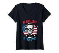 Mujer Sean Excelentes el uno para el Otro, Bandera del Mapa de los Estados Unidos, Abe Abraham Lincoln Camiseta Cuello V