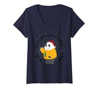 Mujer Season's Greetings Panda Navidad Cheer Holiday Camiseta Cuello V
