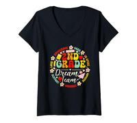Mujer Second Grade Dream Team Back to School 2nd Grade Teacher Kid Camiseta Cuello V