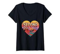 Mujer Sedona Arizona Heart Camiseta - Vintage Retro Red Rocks Camiseta Cuello V