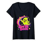 Mujer See Ya Soon Moon Cute Spooky Halloween Stars Kawaii Camiseta Cuello V