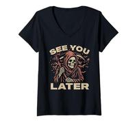 Mujer See You Later Grim Reaper El Ángel De La Muerte Coleccionista De Almas Camiseta Cuello V