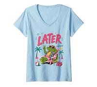 Mujer See You Later Teacher Summer Alligator Last Day of School Camiseta Cuello V