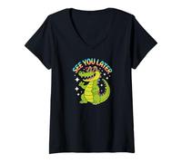 Mujer See You Later Teacher Summer Alligator Last Day of School Camiseta Cuello V