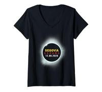 Mujer Segovia, España Eclipse Solar Total 2026 Camiseta Cuello V