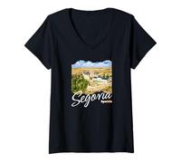 Mujer Segovia España Souvenir/Segovia Camiseta Cuello V