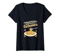 Mujer Seguí mi corazón hasta el diseño Amante de la Pasta Camiseta Cuello V