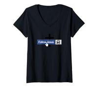 Mujer Seguir Jesús Fe Libro Cristiano Cruz Amor Cristo Biblia Camiseta Cuello V