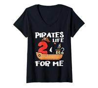 Mujer Segundo cumpleaños: Pirates Life para mí, 2 años, cumpleaños, niños Camiseta Cuello V