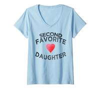 Mujer Segundo Favorito Divertido Hermano Daddy'S Girl celos Hija Camiseta Cuello V