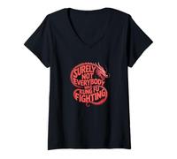 Mujer Seguramente no todo el mundo era Kung Fu Fighting Dragon Humor Camiseta Cuello V