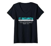 Mujer Seguridad de TI Definición Ciberseguridad Nada Sucede Humor Camiseta Cuello V