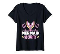 Mujer Seguridad Mermaid Celebre Sirenas Fiesta Cumpleaños Sirena Camiseta Cuello V