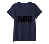 Mujer Seguridad Tercer Dedo perdido Divertido Seguridad Tercero Camiseta Cuello V