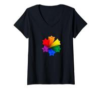 Mujer Seis estrellas en los colores del arco iris del movimiento LGBT Camiseta Cuello V