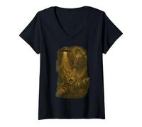 Mujer Selfie de gato con OVNI y Kraken Mythic Horror Alien Abduction Camiseta Cuello V