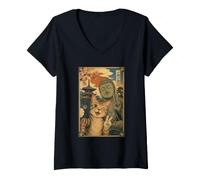 Mujer Selfie Gato con Buda Ichi-Go Ichi-E Momento Zen Camiseta Cuello V