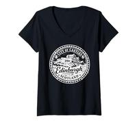 Mujer Sello de Viaje Vintage de Edimburgo, Escocia, Reino Unido Camiseta Cuello V