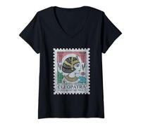 Mujer Sello egipcio vintage con icono de faraón Cleopatra Camiseta Cuello V