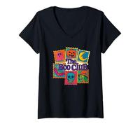 Mujer Sellos de Halloween Vintage Spooky Temed The Boo Club Camiseta Cuello V