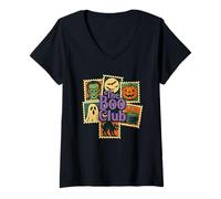Mujer Sellos de Halloween Vintage Spooky Temed The Boo Club Camiseta Cuello V