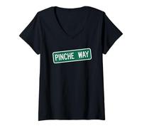 Mujer Señal de Calle Mexicana Latina Divertida pinche Way Camiseta Cuello V