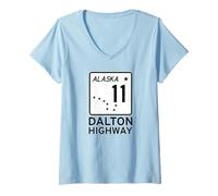 Mujer Señal de carretera de Alaska, ruta 11, de DALTON HIGHWAY Camiseta Cuello V