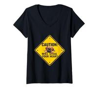 Mujer Señal de precaución Boxer Dog Funny Gift Boxer Puppy Camiseta Cuello V