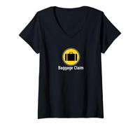 Mujer Señal de reclamo de Equipaje en el Aeropuerto Camiseta Cuello V