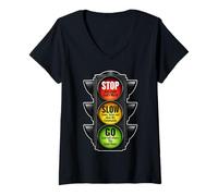 Mujer Señal de tráfico Cristiana Stop Slow Go Palabra de Dios Fe Camiseta Cuello V