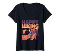 Mujer Senderismo Excursionista Caminata Happy Hiking Day Camiseta Cuello V