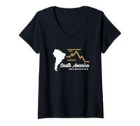 Mujer Senderismo Gadgets Viajes Souvenirs Mochilero Sudamérica Camiseta Cuello V