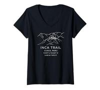 Mujer Senderismo Minimalista Inca Trail Perú Camiseta Cuello V