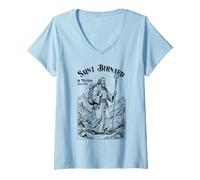 Mujer Senderismo Mochilero Patrón San Bernardo Vintage Senderismo Caminata Camiseta Cuello V