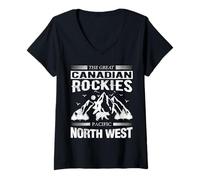 Mujer Senderismo y camping Canadian Rockies - Montañas Rocosas de Canadá Camiseta Cuello V