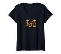 Mujer Sendero Total del Eclipse Solar de la totalidad en España - Tops & Stuff Camiseta Cuello V