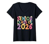Mujer Senior 2026 Clase de 2026 Graduación para Personas Mayores 2026 Senior 26 Camiseta Cuello V