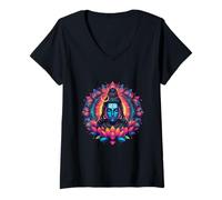 Mujer Señor Shiva Dios hindú Mahadeva Tridente Hinduismo Devo Camiseta Cuello V