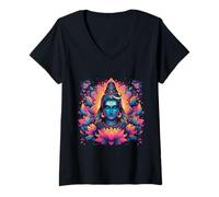 Mujer Señor Shiva Dios hindú Mahadeva Tridente Hinduismo Devo Camiseta Cuello V